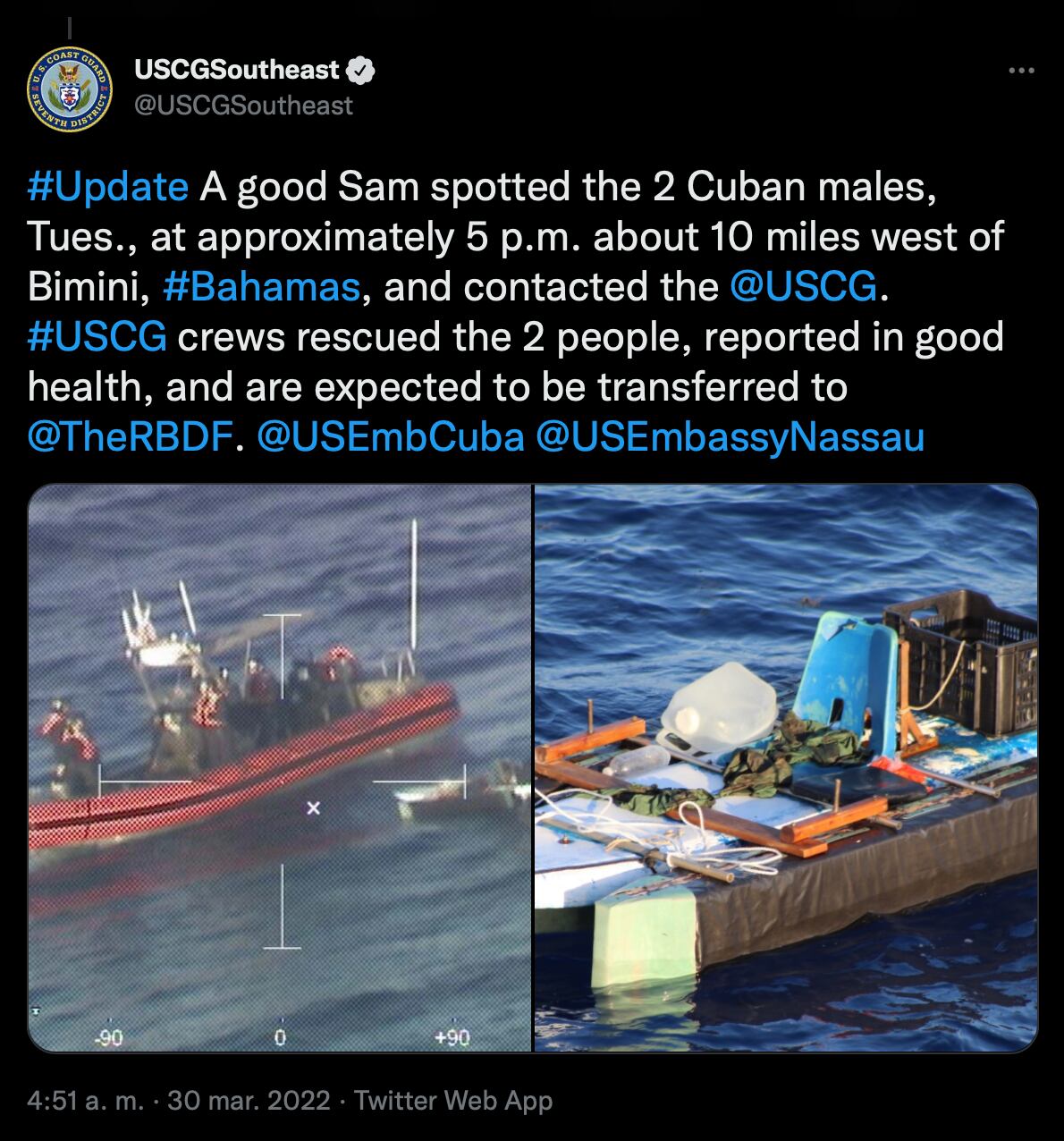 Guardia Costera halla a cubanos