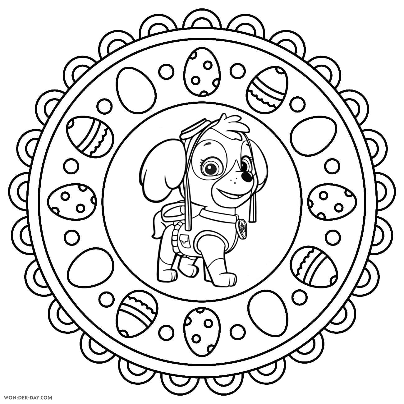 Dibujos de Skye de Paw Patrol para colorear e imprimir con motivos de Pascua