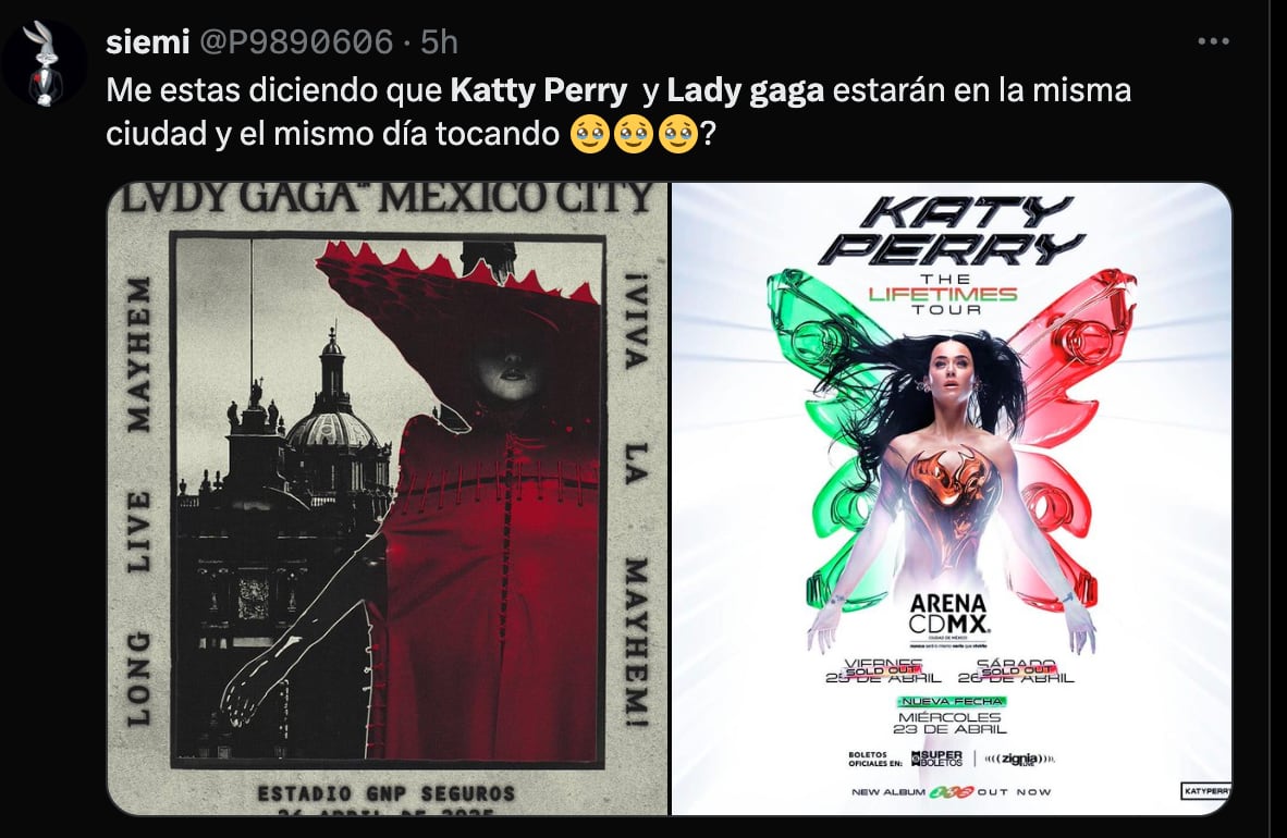Memes reaccionan al concierto de Lady Gaga y Katy Perry el mismo día en la CDMX