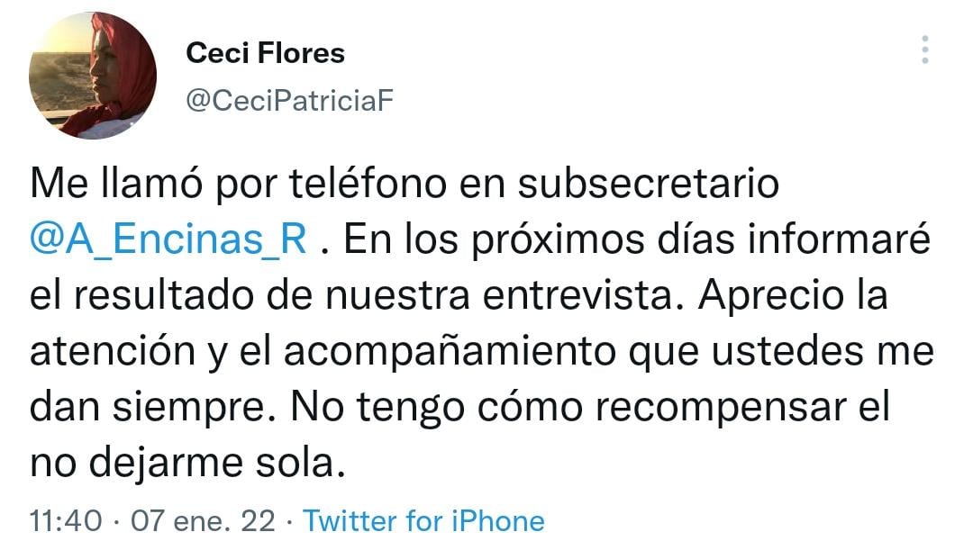 Ceci Flores en Twitter