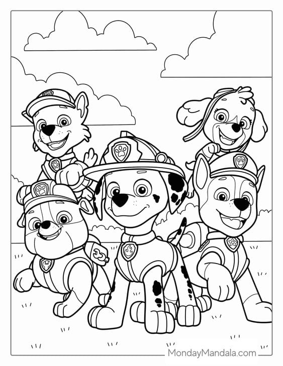 Dibujos de Paw Patrol de vacaciones para colorear
