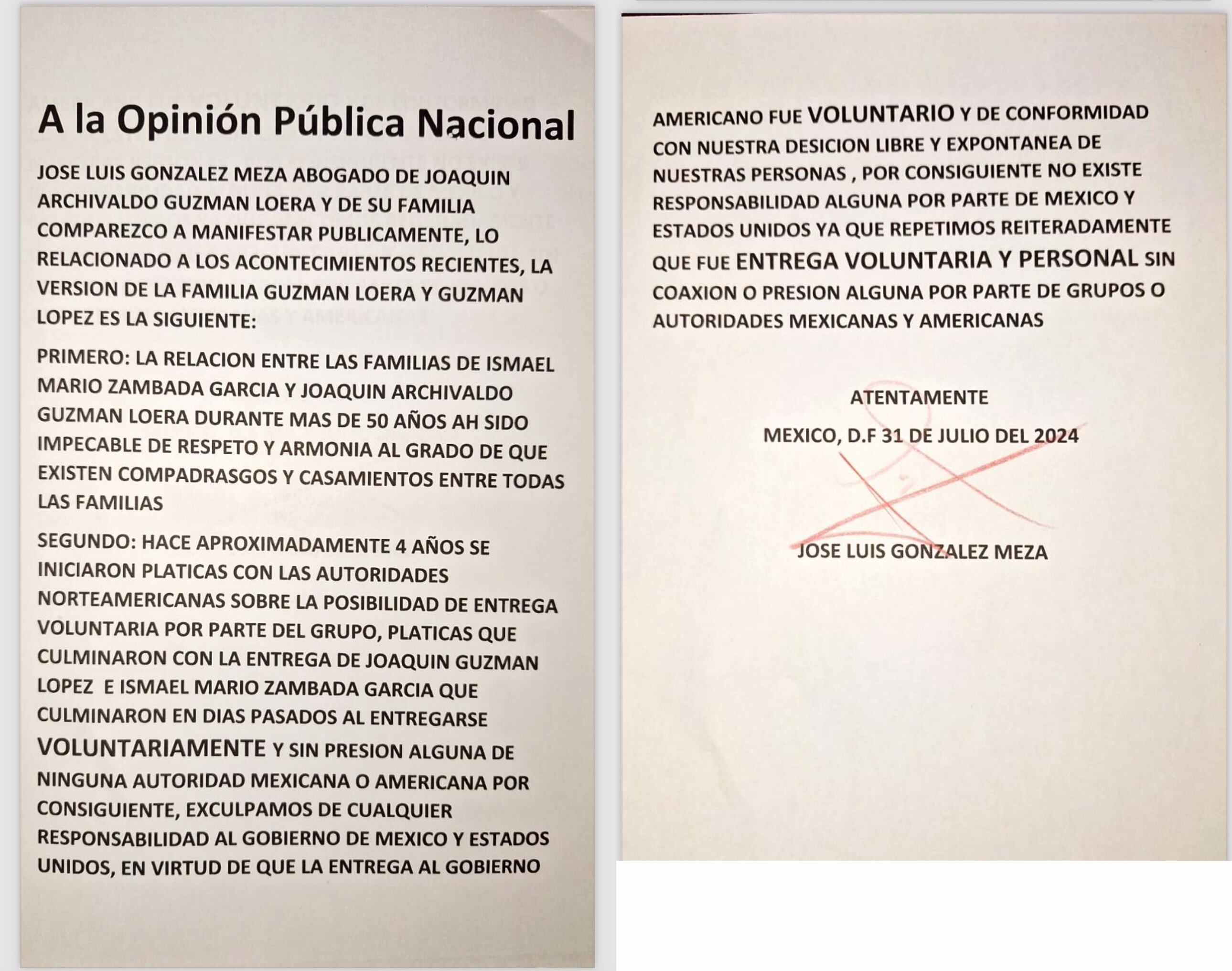 Defensa de Joaquín Guzmán López dice que él no secuestró al Mayo Zambada