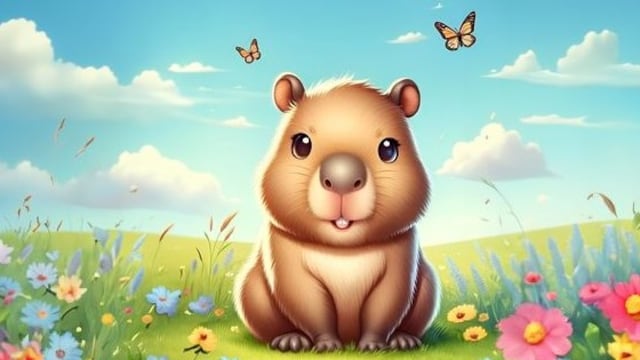 Dibujos de capibara en primavera para colorear