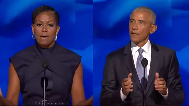 Michelle Obama y Barack Obama en discurso contra Donald Trump