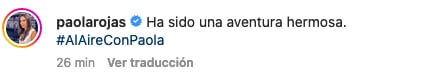 Paola Rojas se despide de su noticiero "Al aire con Paola".