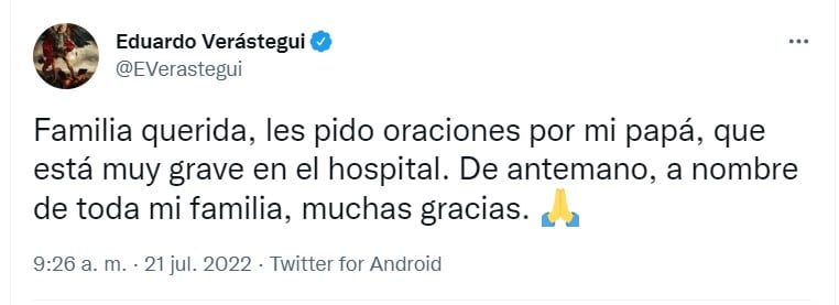 Post de Eduardo Verástegui