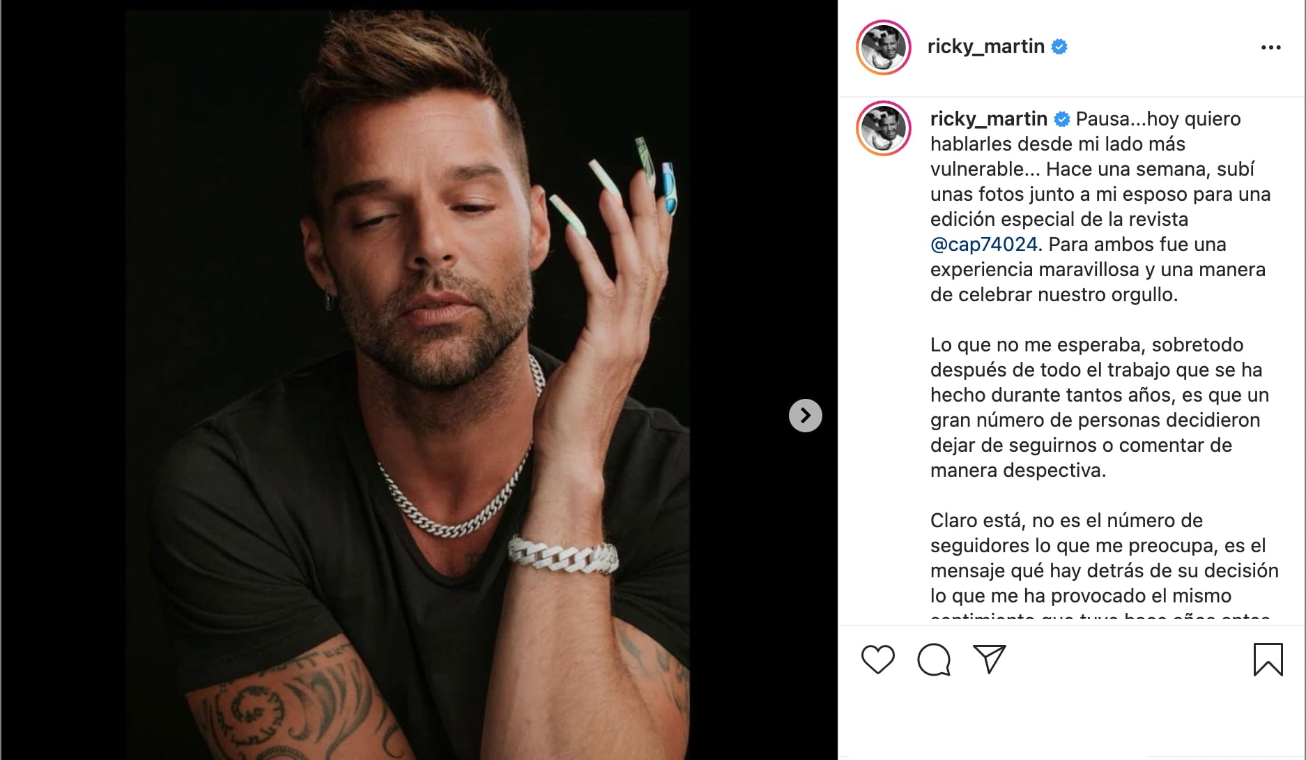 Ricky Martin responde a comentarios homofóbicos