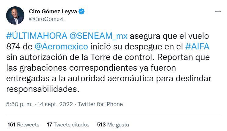 Seneam dice que piloto despegó sin permiso
