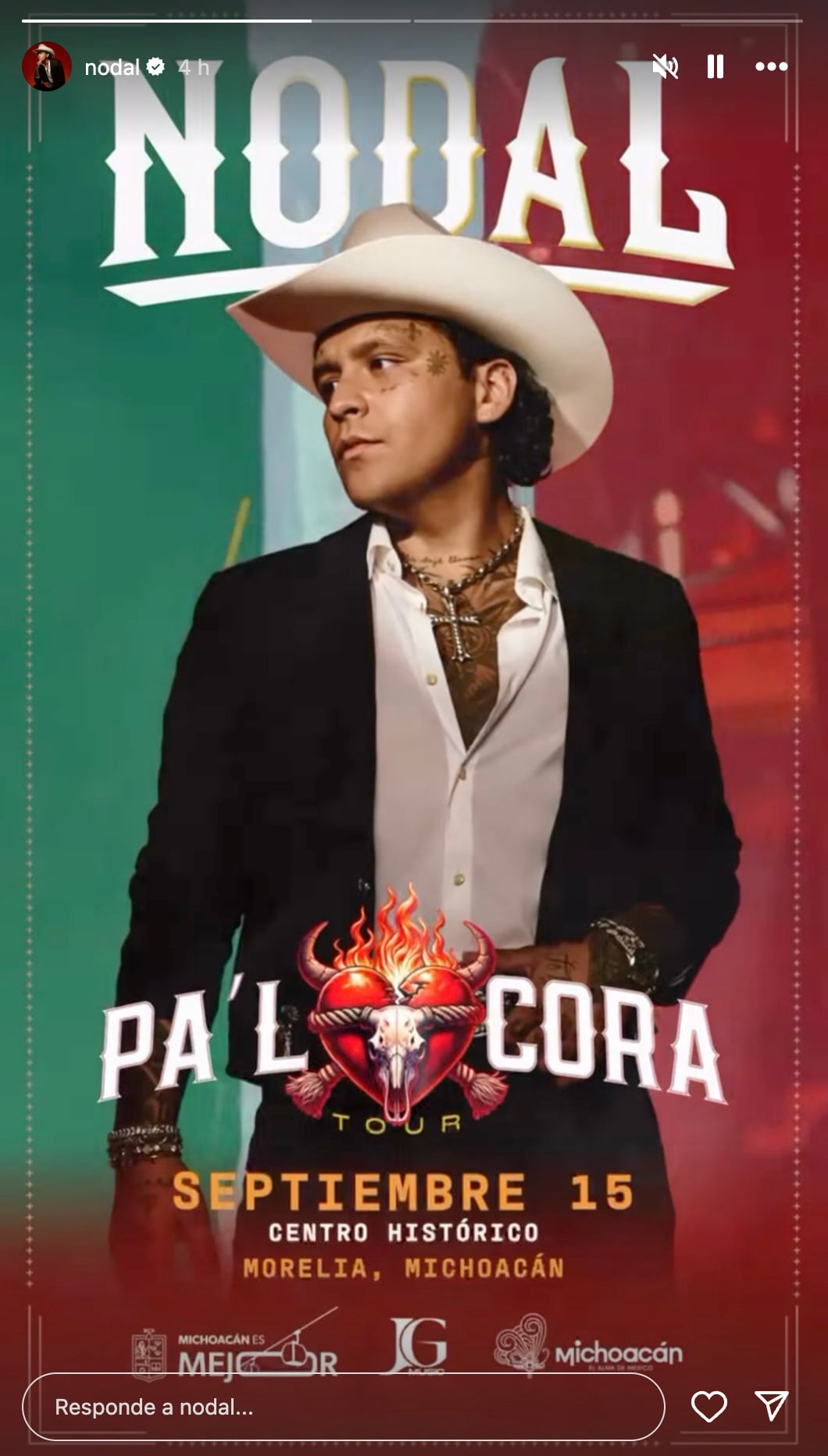 Christian Nodal confirma que se presentará en Morelia el 15 de septiembre