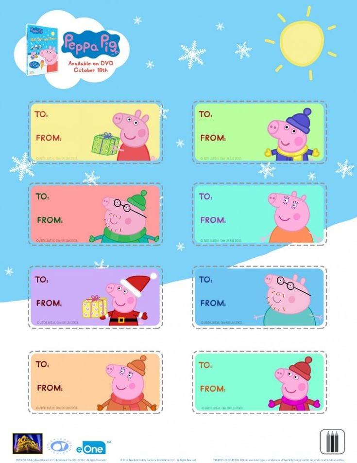 Etiquetas navideñas de Peppa Pig para imprimir