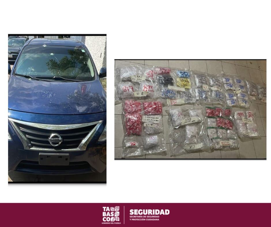 Elementos de la SSPC Tabasco aseguran armas, drogas y un vehículo durante operativo
