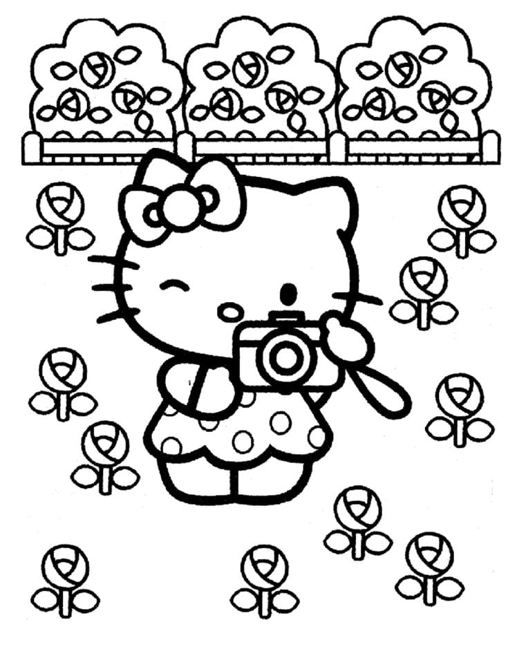 Dibujos de Hello Kitty con temática del Día del Niño para colorear