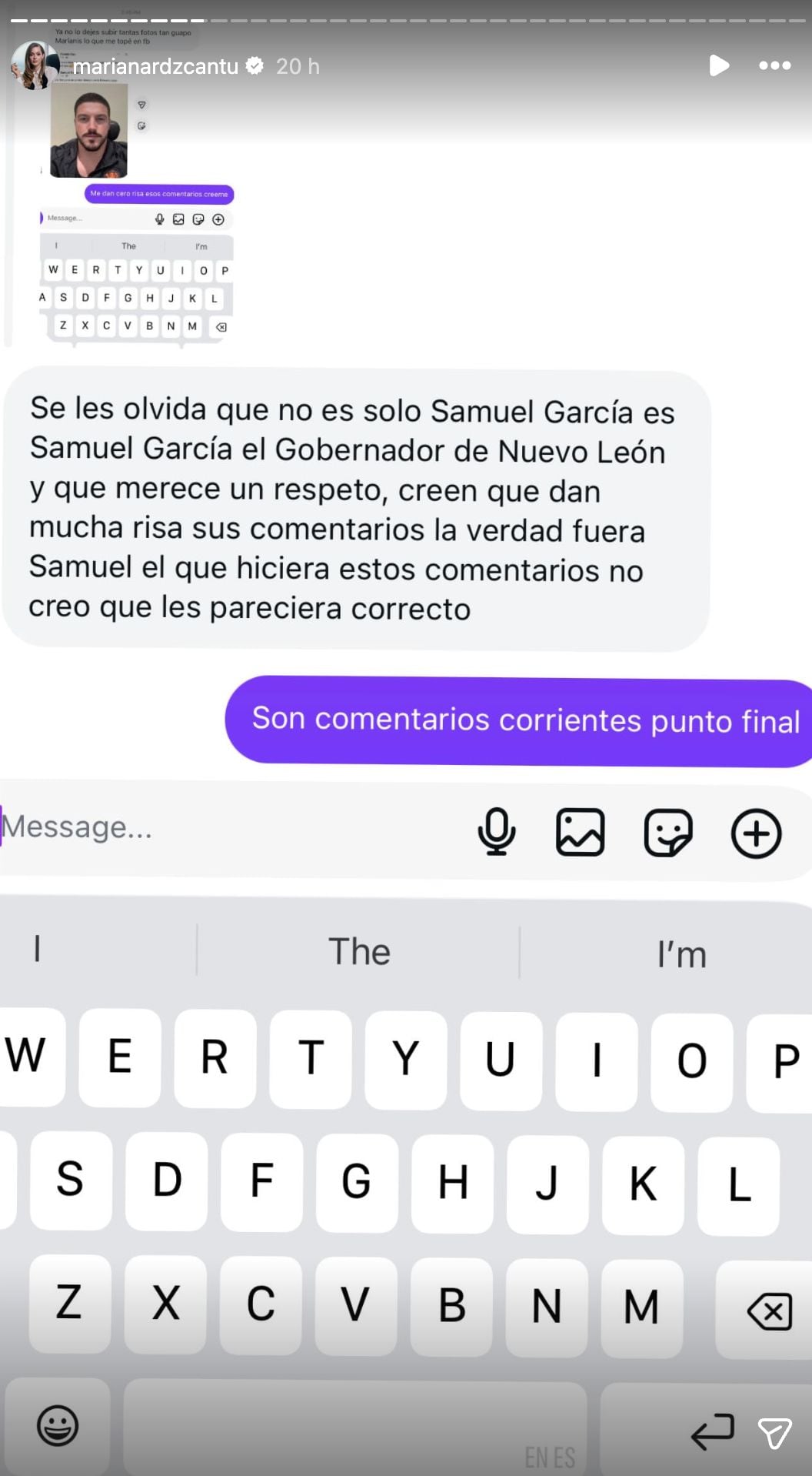 A Mariana Rodríguez no le causaron gracia las burlas por el look de Samuel García