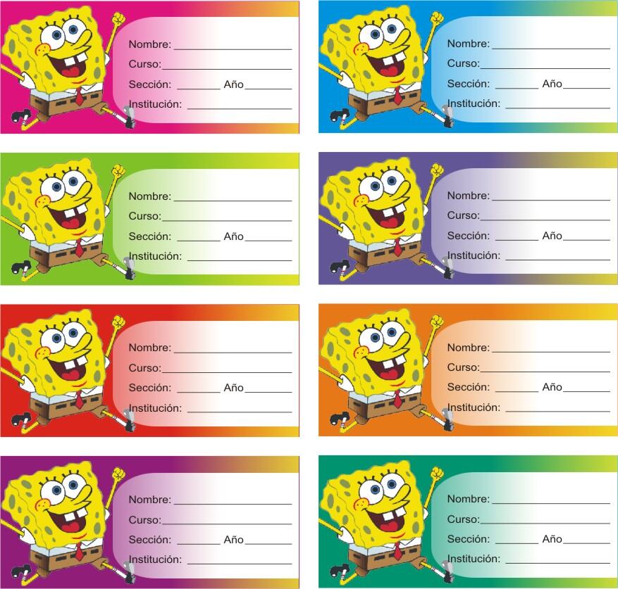 Etiquetas escolares para imprimir de Bob Esponja: 5 bonitas plantillas para regreso a clases 2024