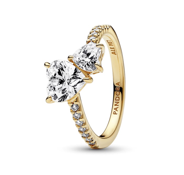 Anillo Doble Corazón Brillante de Pandora