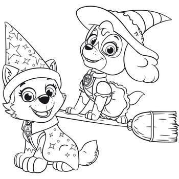 Dibujos de Skye brujita de Paw Patrol para colorear por Halloween