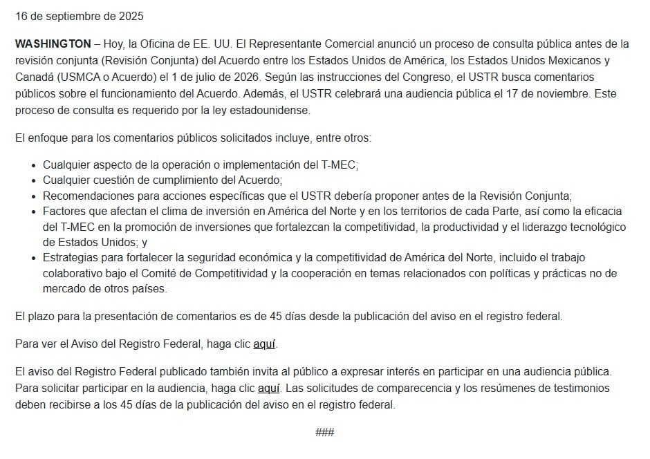 Inician consultas para revisión del T-MEC