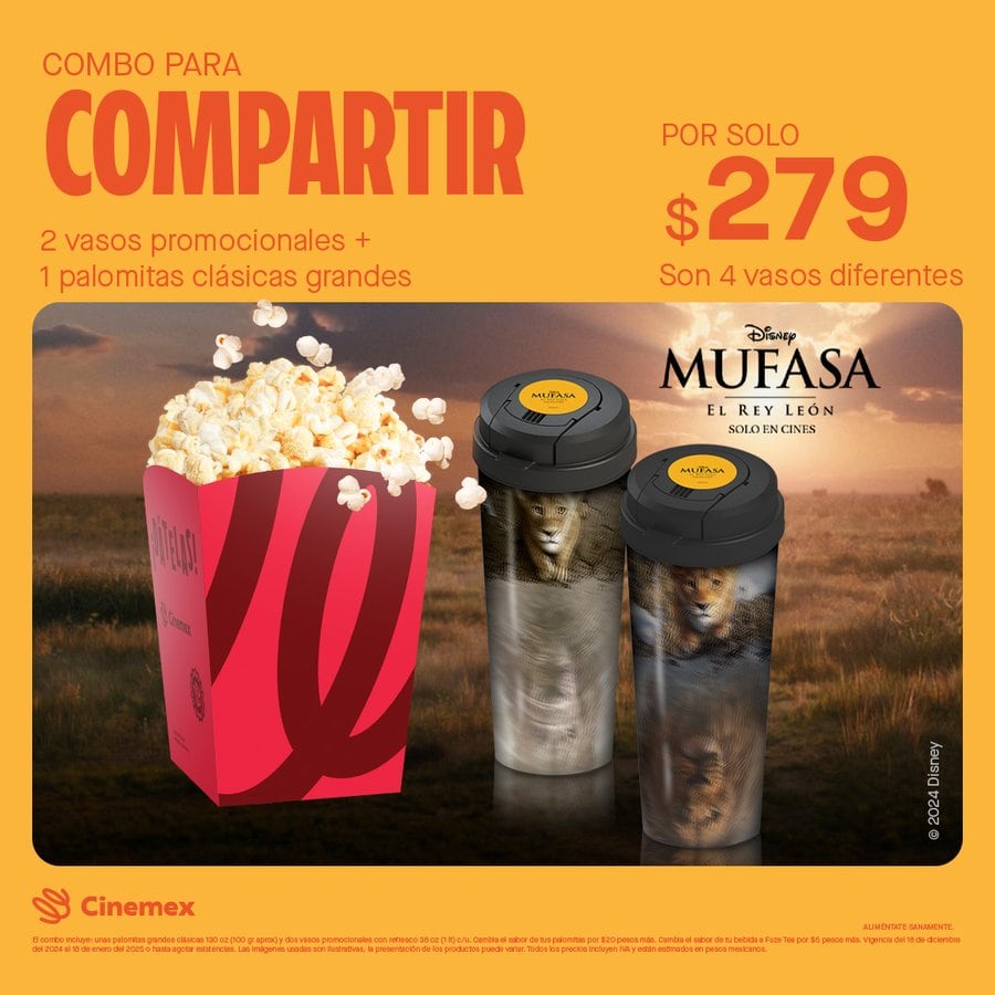 Combo de Mufasa: El Rey León en Cinemex