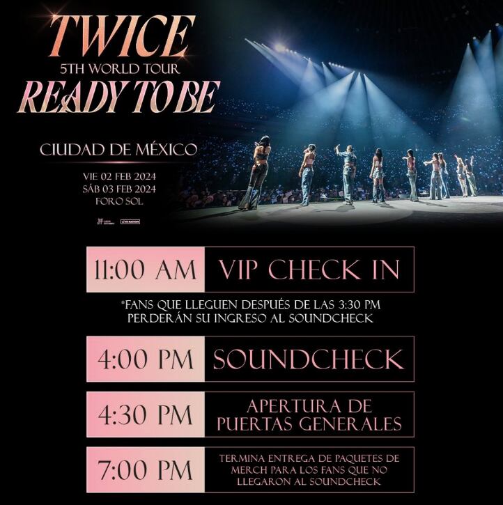 Horarios de Twice en el Foro Sol