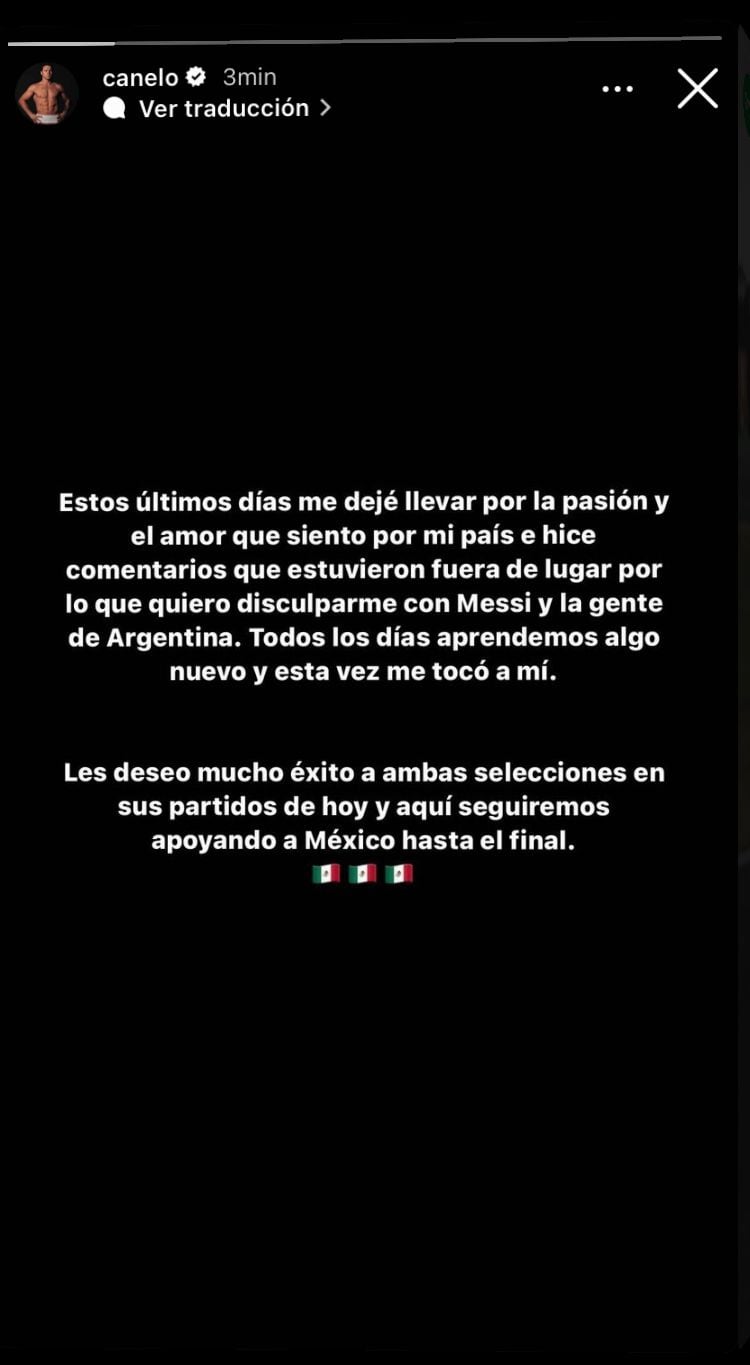 Canelo se disculpa con Messi