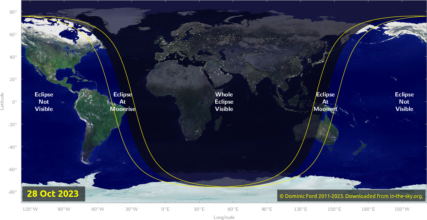 Lugares donde se verá el eclipse lunar del 28 de octubre