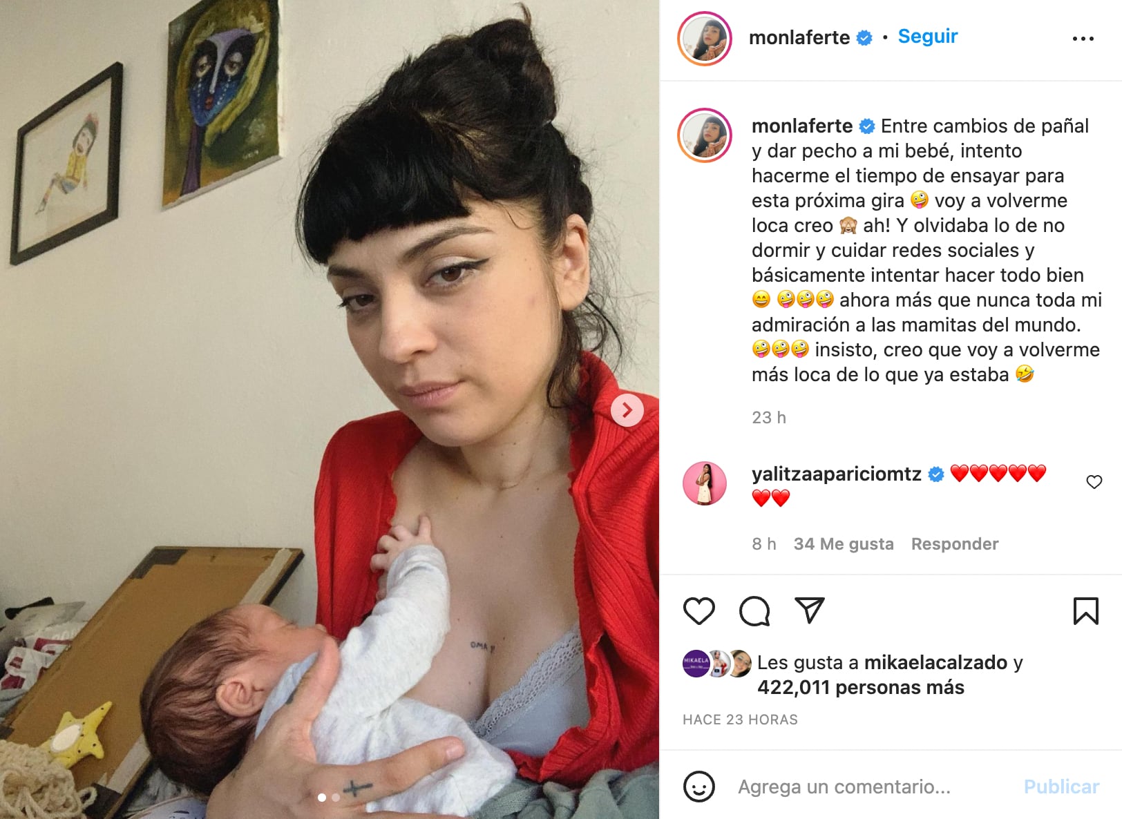 Mon Laferte muestra por primera vez el rostro de su bebé