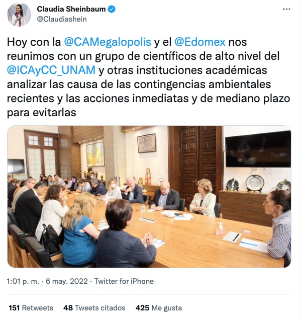 Tuit Claudia Sheinbaum