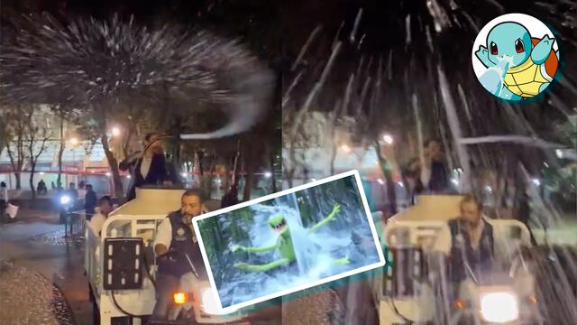 Sandra Cuevas moja a camarógrafo con unidad compacta de riego