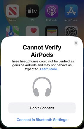 iPhone le hace el feo a AirPods piratas