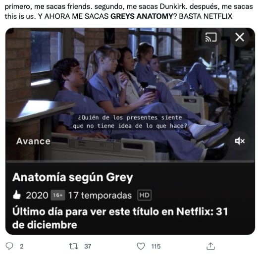 Grey's Anatomy dejará de estar en Netflix
