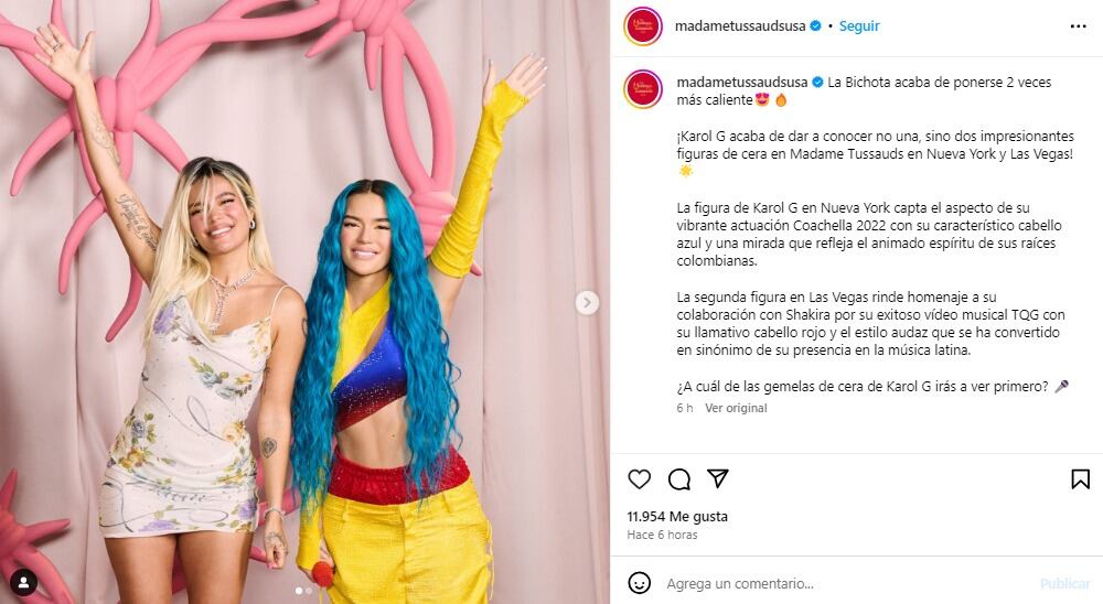 Museo Madame Tussauds publica fotos de estatuas de Karol G
