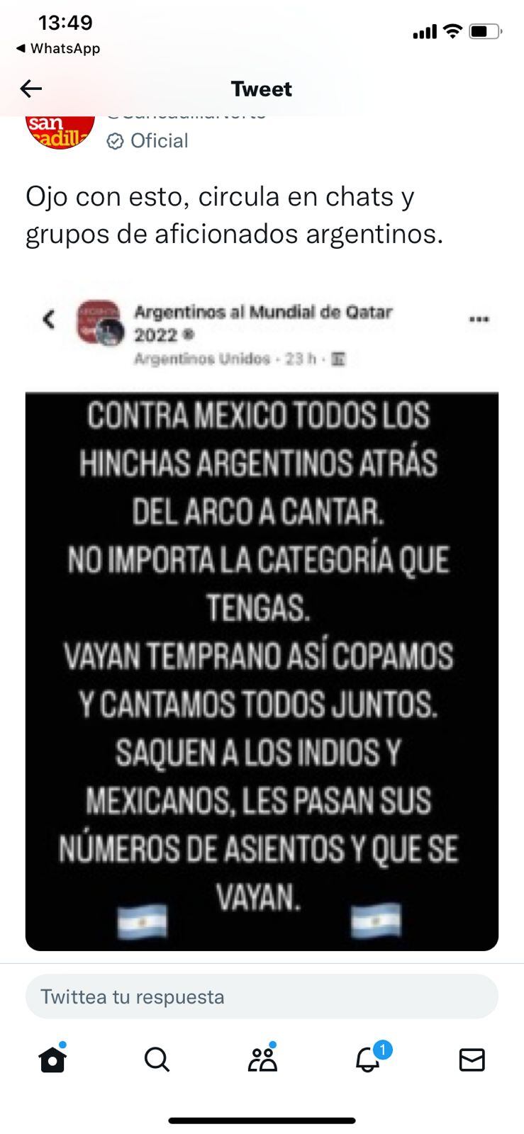 Fans argentinos quieren boicotear a los mexicanos.