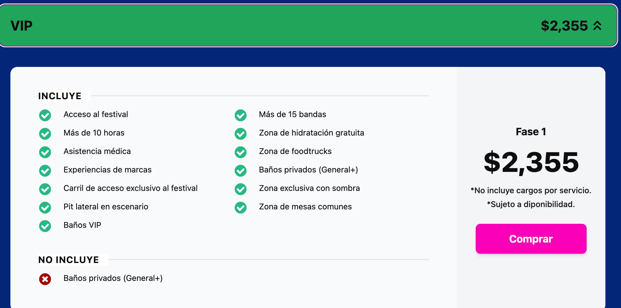 Precios de los boletos del Tecate Península 2024