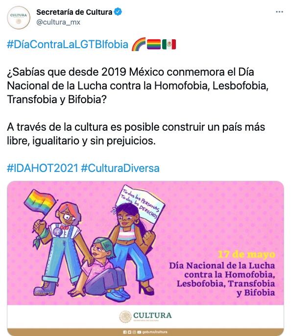 Secretaría de Cultura Día contra la Homofobia