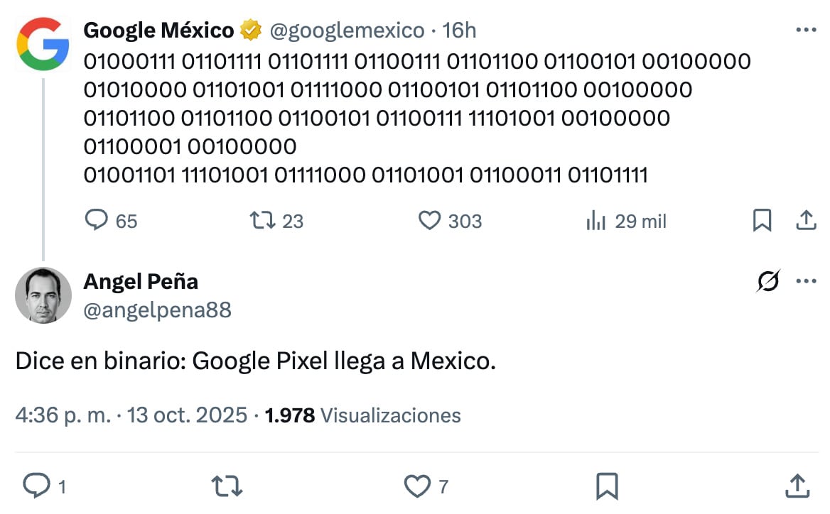 Google revela un anuncio de Pixel en México pero en código binario