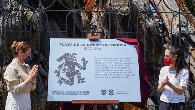 JEFA DE GOBIERNO, CLAUDIA SHEINBAUM, LA PRESIDENTA HONORARIA DEL CONSEJO DE LA COORDINACIÓN DE MEMORIA HISTÓRICA Y CULTURAL DE MEXICO, BEATRIZ GUTIÉRREZ MÜLLER, DURANTE EL EVENTO REIVINDICACIÓN DE LA NOCHE VICTORIOSA.