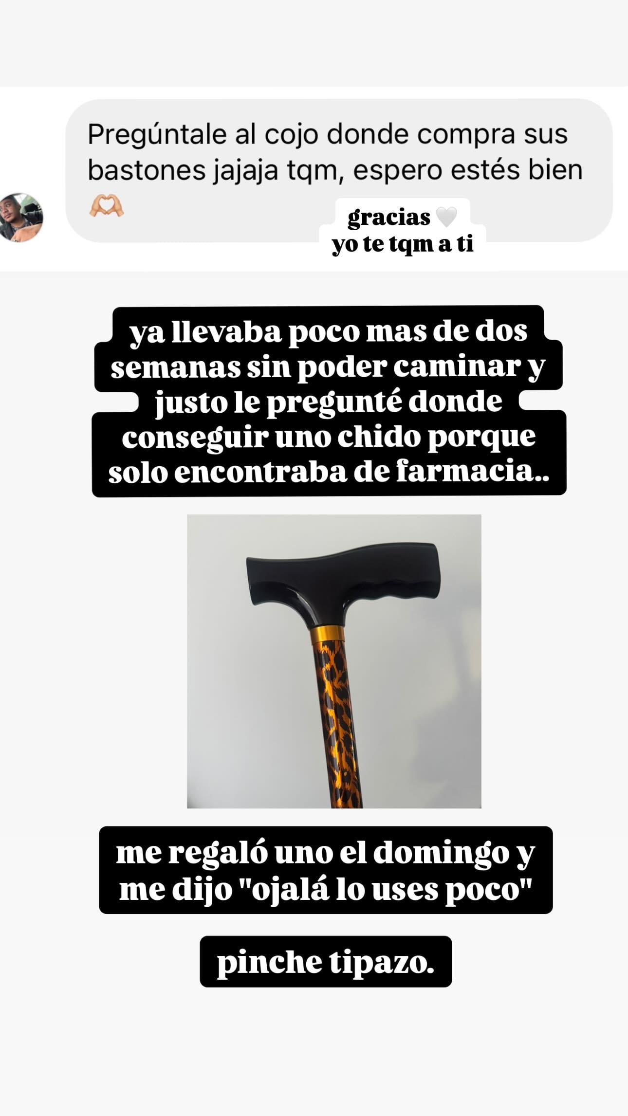 Seguidores de Ricardo Pérez le piden busque a El Cojo Feliz para un bastón.