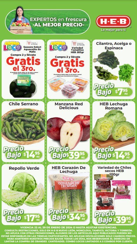 Ofertas HEB frutas y verduras 23 a 29 de enero 2024: Estos son los mejores precios