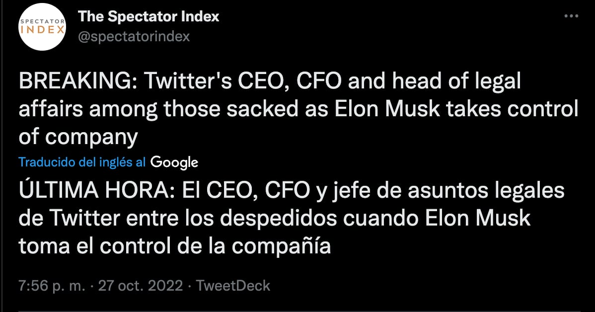 Elon Musk está a cargo de Twitter y ya corrió al que baneó a Donald Trump, al CEO y al CFO