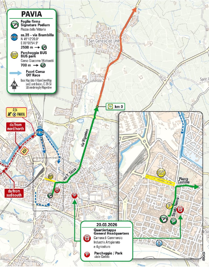 Mapa de carrera Milán-San Remo