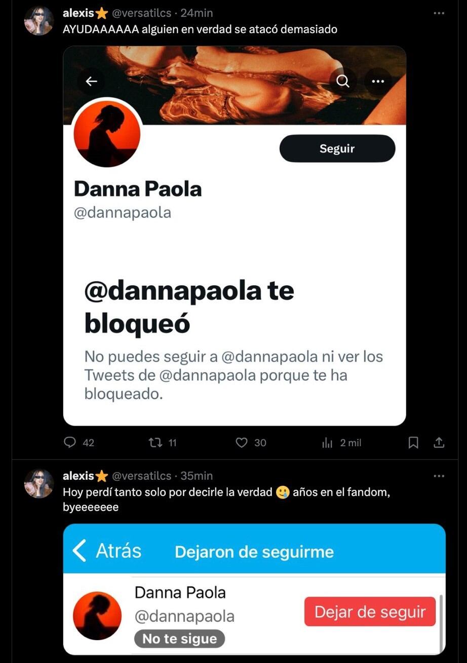 Danna Paola bloquea al fan que le criticó su nueva música.