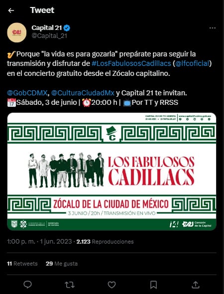Los Fabuloso Cadillacs transmisión en vivo