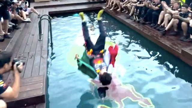 Así fue como Checo Pérez festejó su triunfo en el GP Mónaco