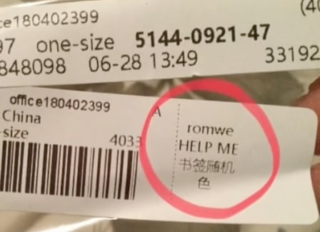 Supuestos mensajes de ayuda en ropa de Shein