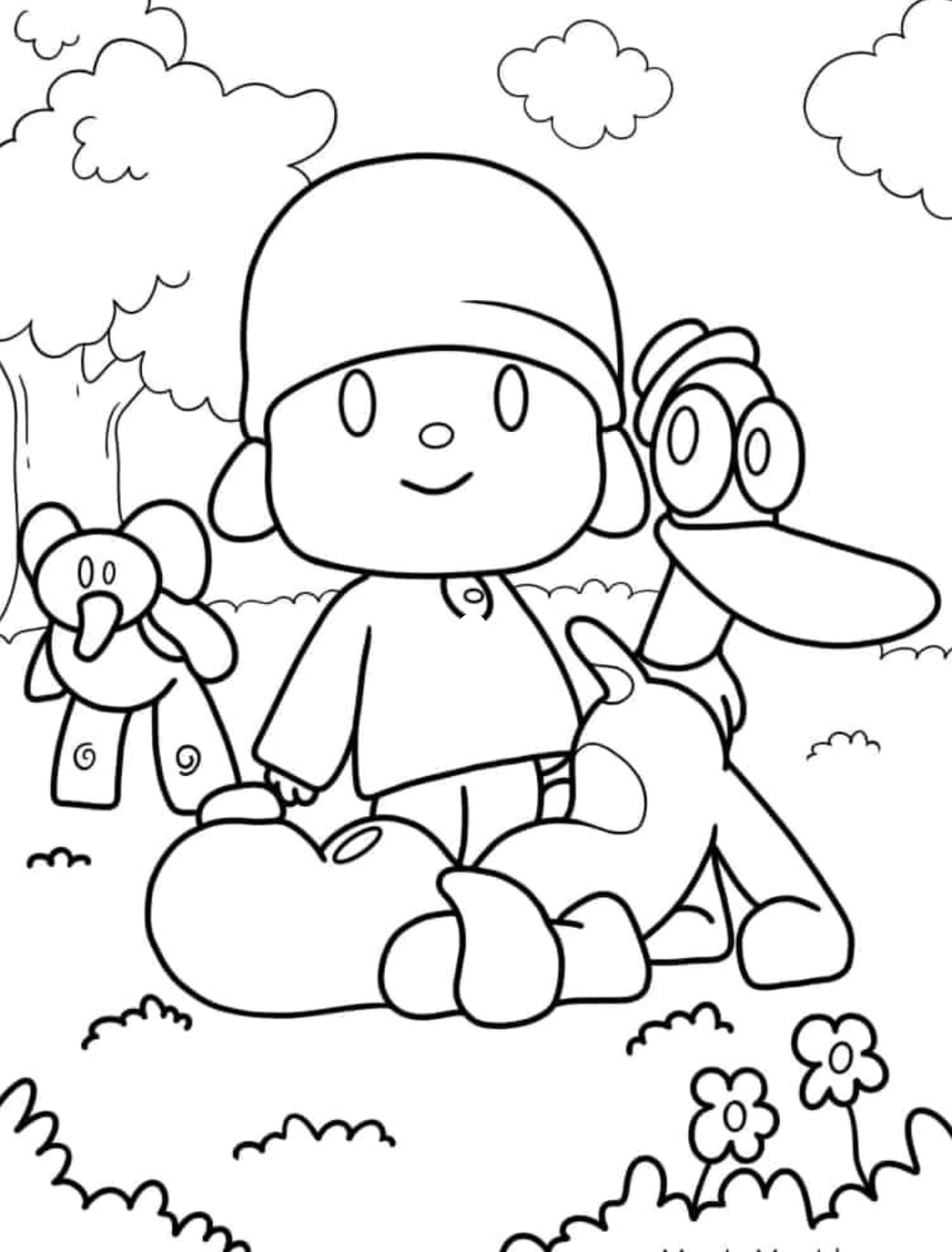 Pocoyo y sus amigos saliendo en primavera