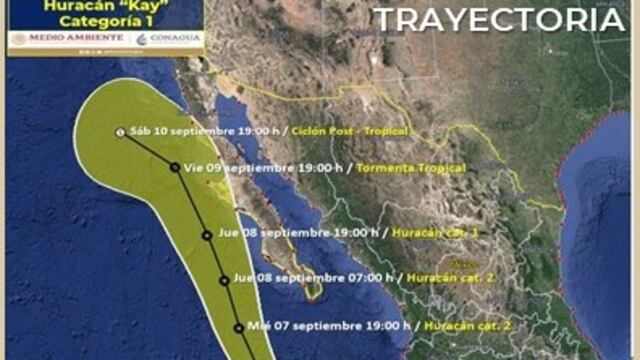 Sigue la trayectoria en vivo del huracán Kay; el fenómeno meteorológico se mantiene hacia las costas de Jalisco, por lo cual, provocará lluvias en próximas 3 horas.