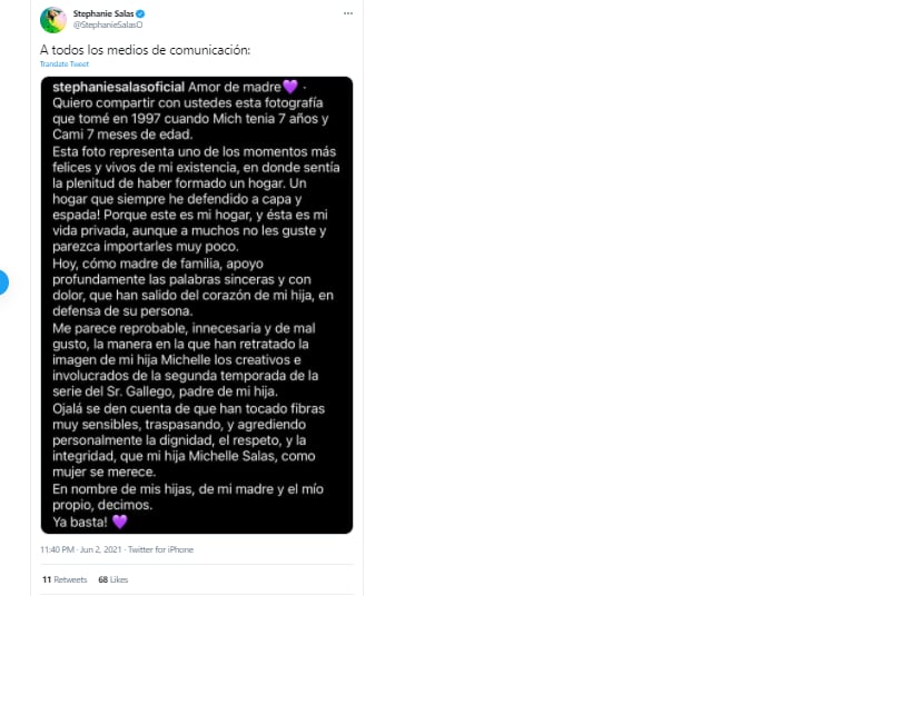 Stephanie Salas sobre el personaje de Michelle Salas.