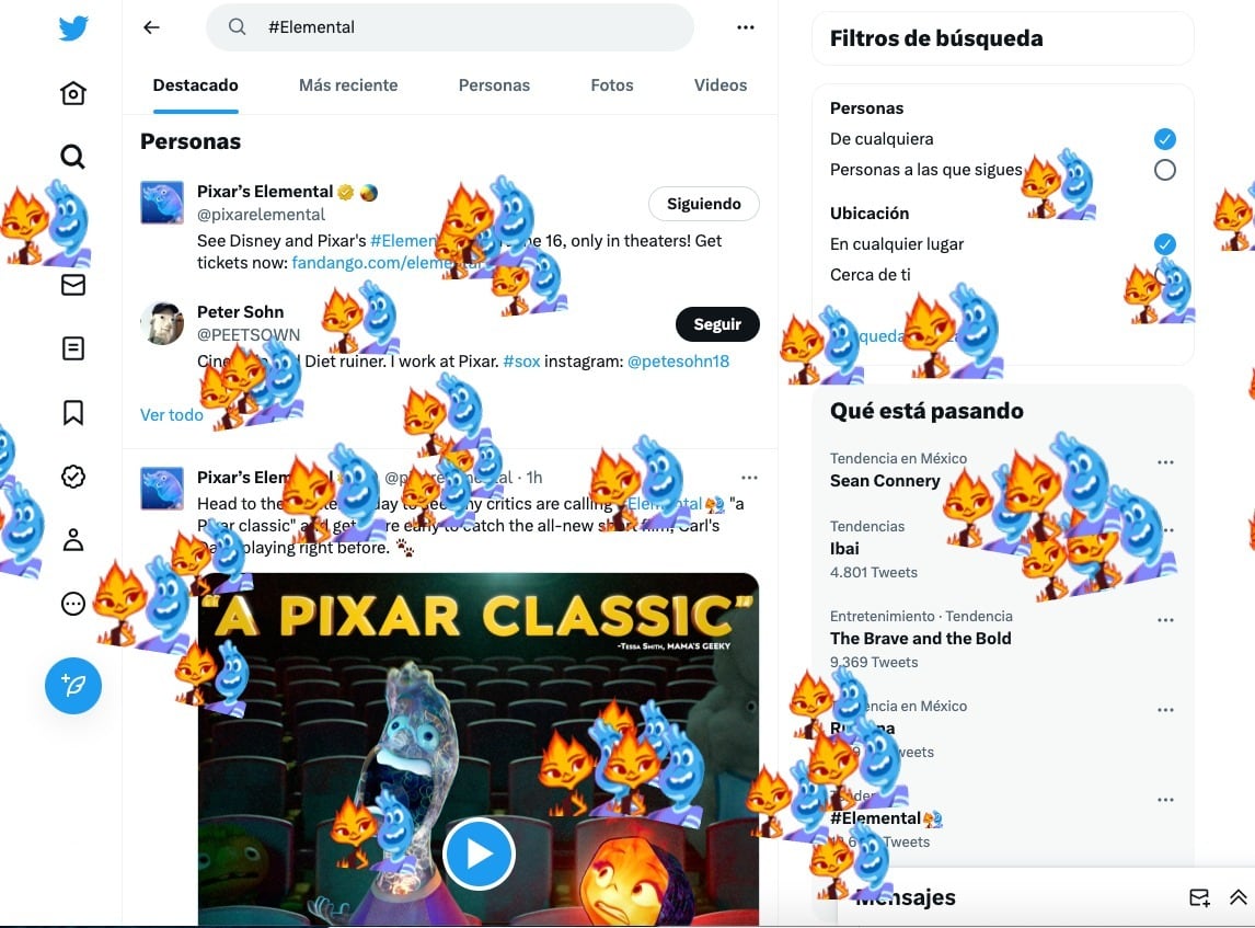 Twitter tiene un easter egg de Elemental, la nueva película de Pixar