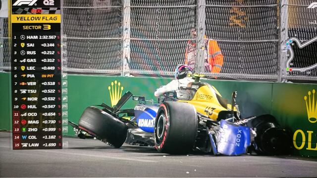 Fernando Colapinto sufre terrible choque en la clasificación del GP de Las Vegas