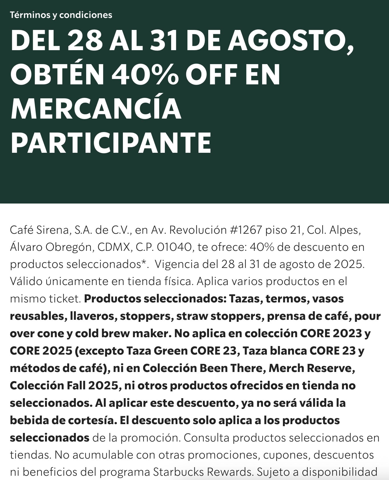 Descuento en Starbucks México